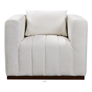 Upton Lounge Chair in Ivory Multi-Weave Fabric with Toss Pillow