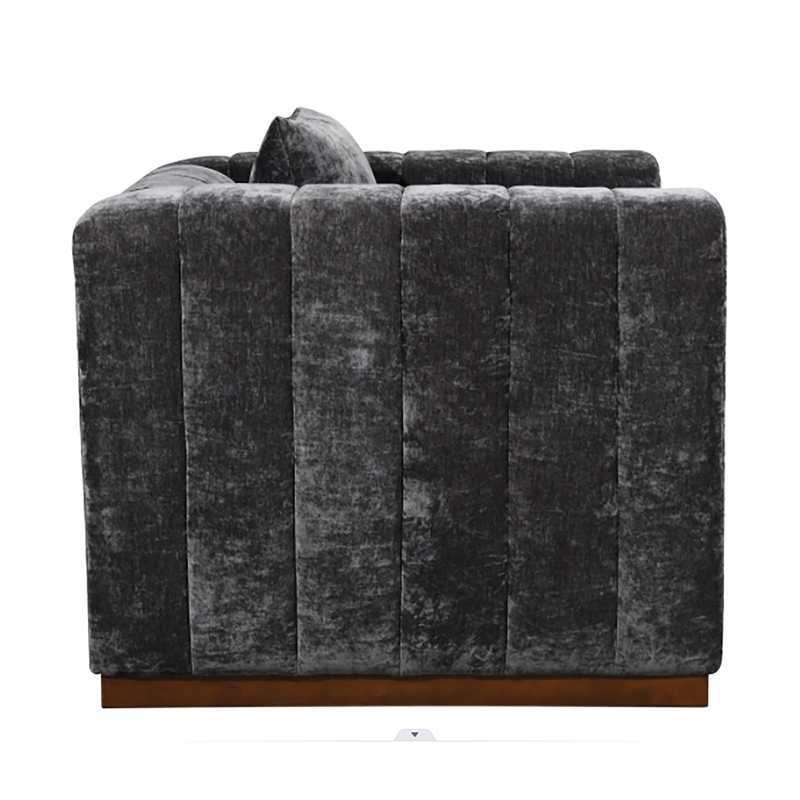 Upton Lounge Chair in Prism Black Multi-Weave Fabric with Toss Pillow