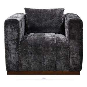 Upton Lounge Chair in Prism Black Multi-Weave Fabric with Toss Pillow