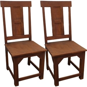 Moti Benedict 18&quot Farmhouse Solid Wood Dining Chair in Medium Brown (Set of 2)