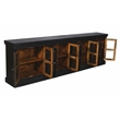 Peachtree 8-Door Mango Solid Wood & Glass Sideboard in Charcoal Gray