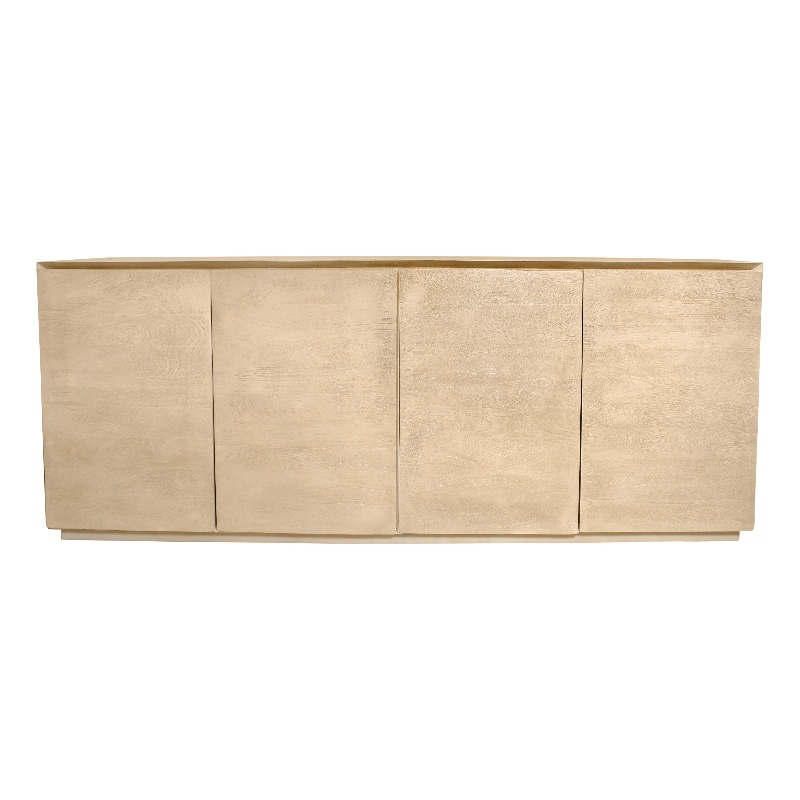 Moti Flagstaff 4-Door Contemporary Solid Wood Sideboard in Stone Natural