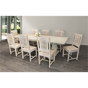 Benedict 9-Piece Extension Dining Table Set with 8 Chairs in Ivory Finish