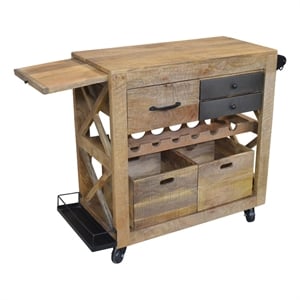 Anaheim Chavez Solid Wood Beverage Service Cart in Natural Finish