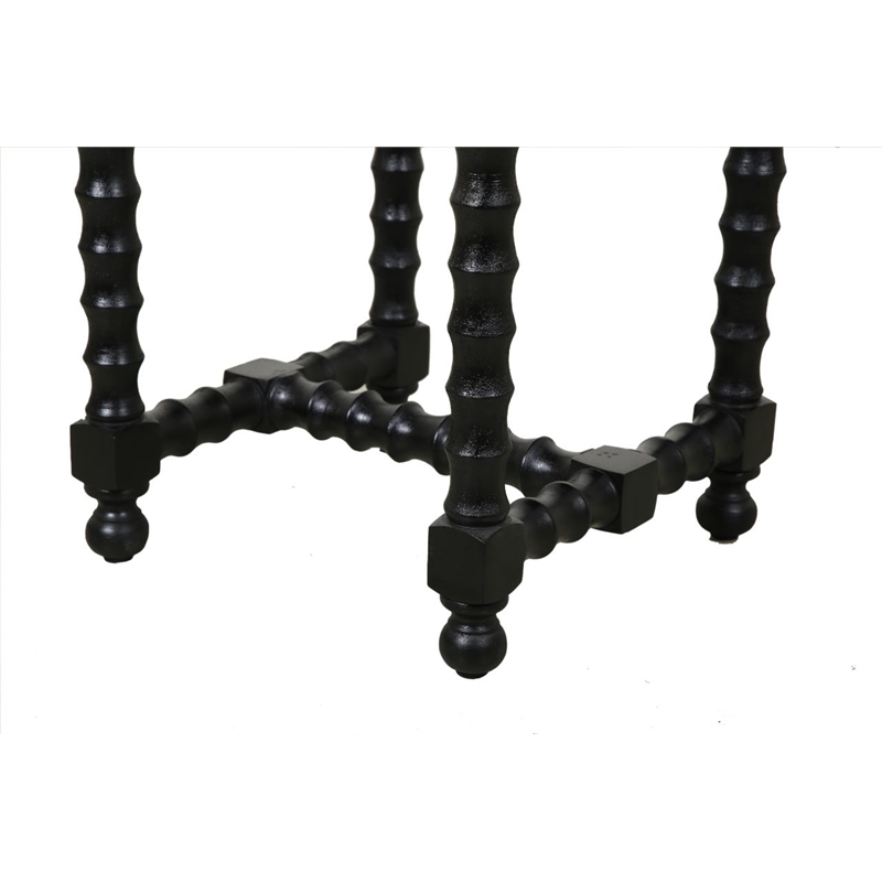 Orlando Cranberry Marble End Table with Black Wooden Spindle Base