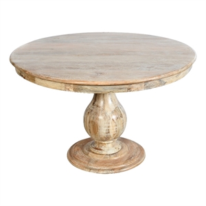 Jenna 48&quot Round Solid Wood Coastal Dining Table in Natural Finish