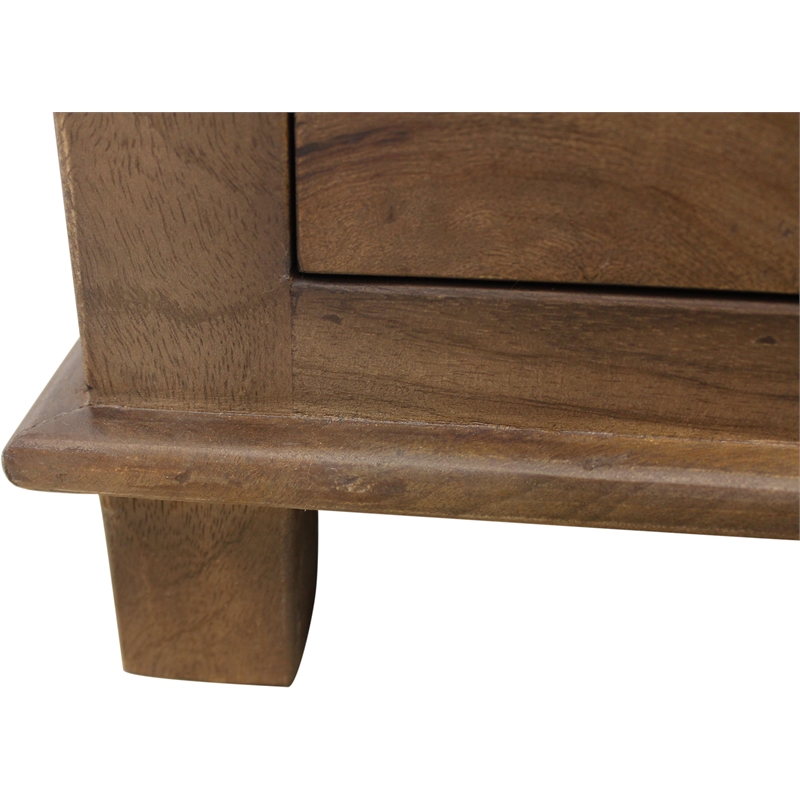 Corvin 3-Drawer Solid Wood Nightstand with Metal Glides in Antique Brown