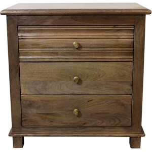 corvin 3-drawer solid wood nightstand with metal glides in antique brown