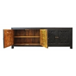 Carter Weatherly 4-Door Solid Wood Media Cabinet in Charcoal Grey Finish