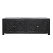 Carter Weatherly 4-Door Solid Wood Media Cabinet in Charcoal Grey Finish