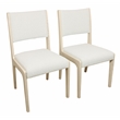 2-Piece Set Ivory Boucle Fabric Upholstered Side Chair with Ash Wooden Frame