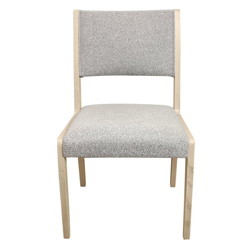 2-Piece Set Silver Boucle Fabric Upholstered Side Chair with Ash Wooden Frame