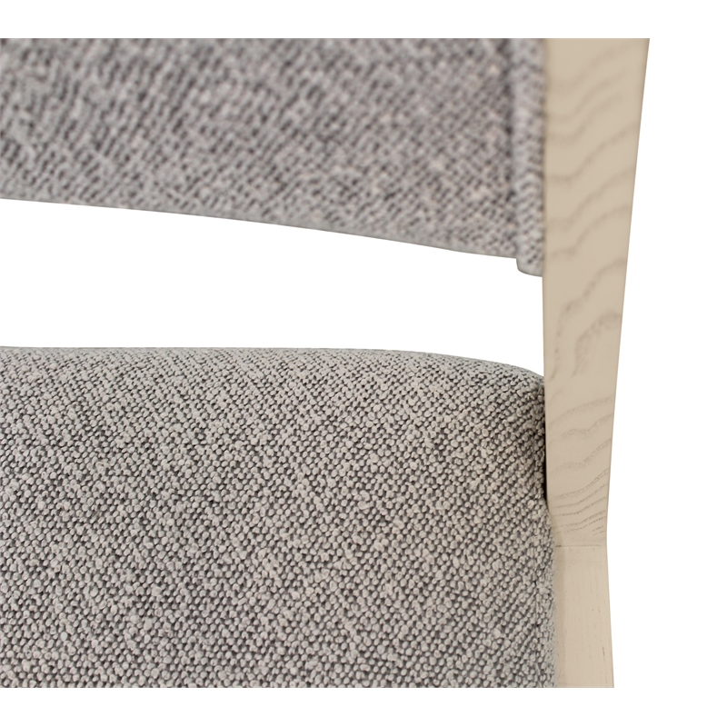 2-Piece Set Silver Boucle Fabric Upholstered Side Chair with Ash Wooden Frame