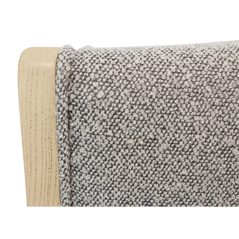 2-Piece Set Silver Boucle Fabric Upholstered Side Chair with Ash Wooden Frame