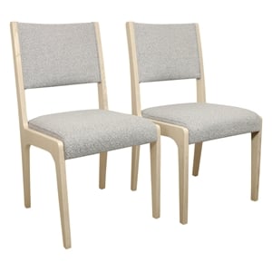 2-Piece Set Silver Boucle Fabric Upholstered Side Chair with Ash Wooden Frame