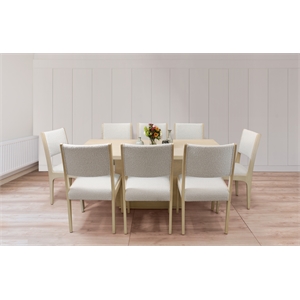 Flagstaff 9-Piece 72&quot Dining Set With 8 Ash Boucle Chairs In Ivory