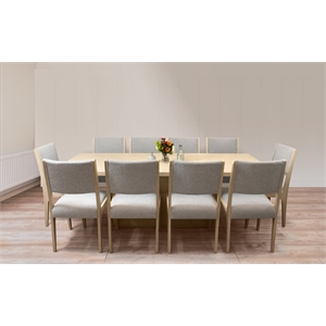 Flagstaff 11-Piece 96&quot Dining Set With 10 Ash Boucle Chairs In Silver