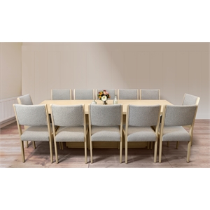 Flagstaff 13-Piece 108&quot Dining Set With 12 Ash Boucle Chairs In Silver