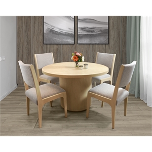 Flagstaff 5-Piece 48&quot Round Dining Set with 4 Ash Boucle Chairs in Silver