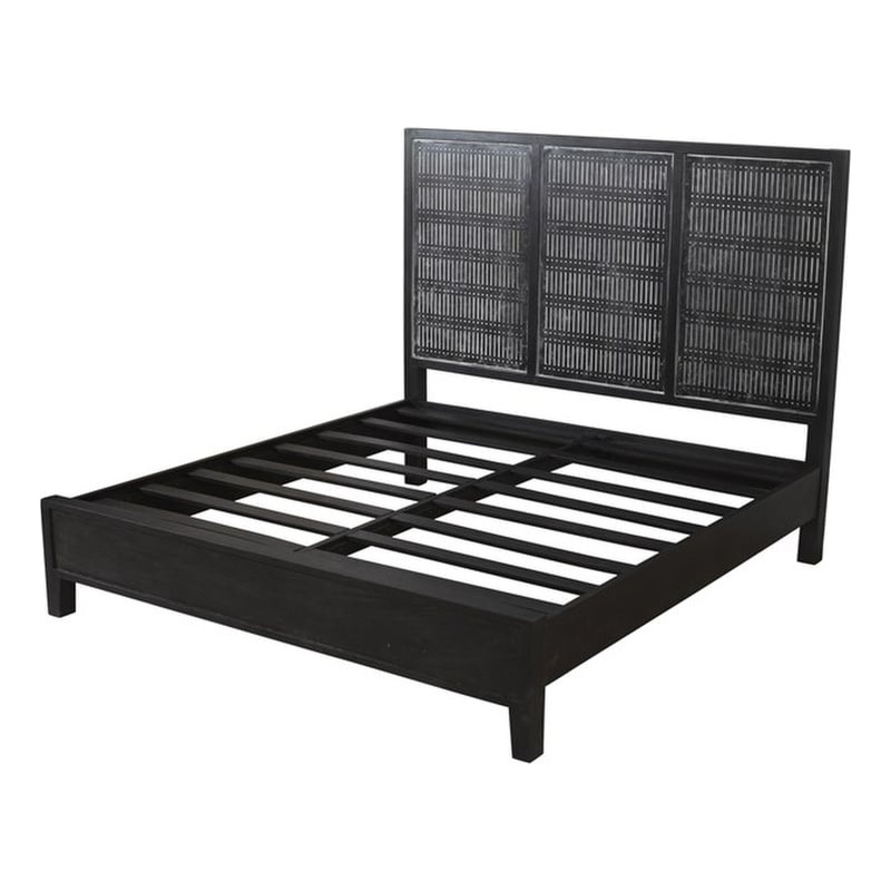 Sarah Queen Sized Mango Solid Wood Bed with Antique Brown Finish