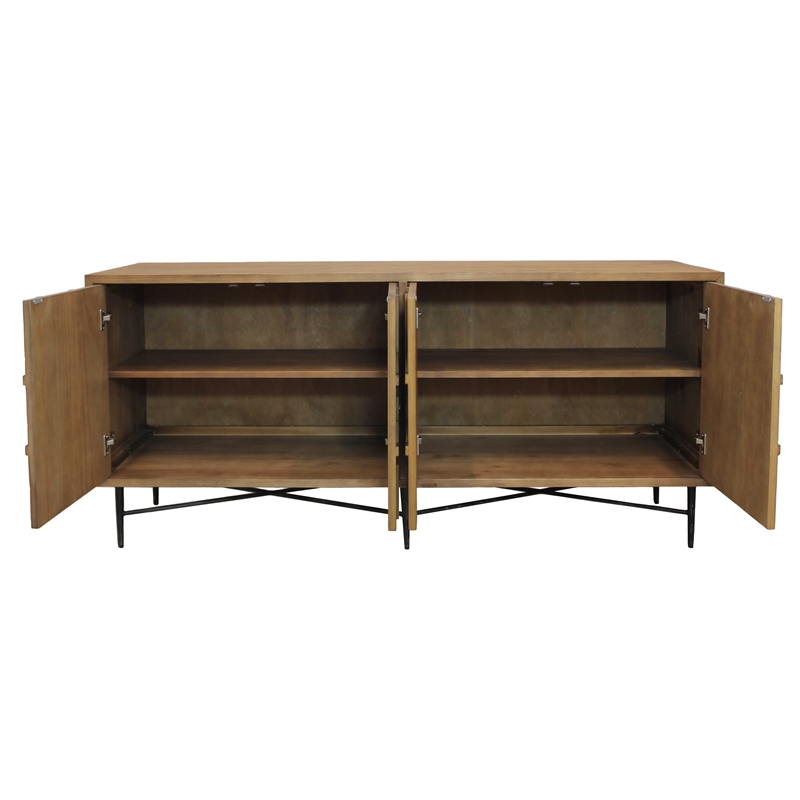 Samara 4-Door Recycled Pine Wood Sideboard in Natural Finish