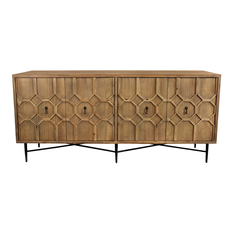 Samara 4-Door Recycled Pine Wood Sideboard in Natural Finish