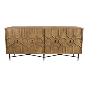 Samara 4-Door Recycled Pine Wood Sideboard in Natural Finish