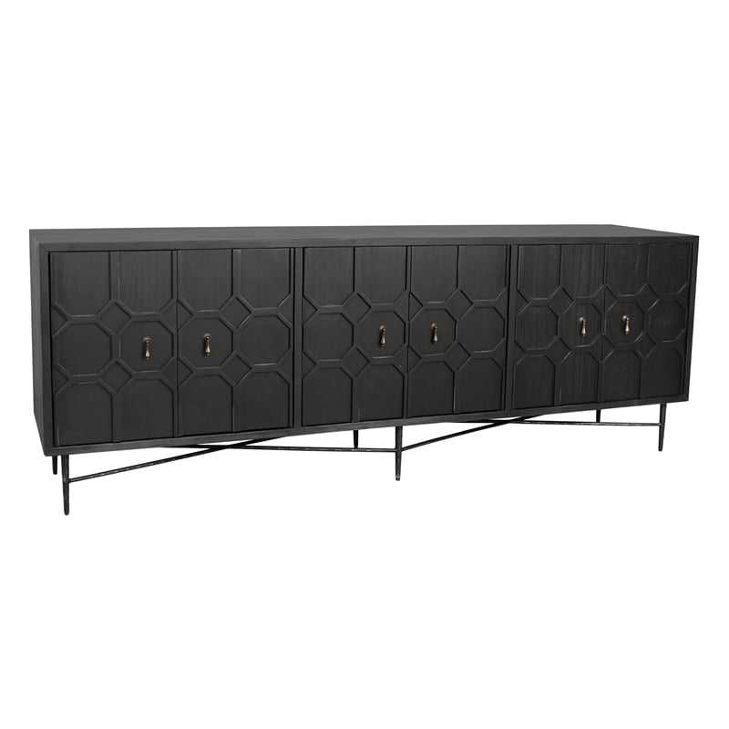 Samara 6-Door Recycled Pine Wood Sideboard with an Iron Base