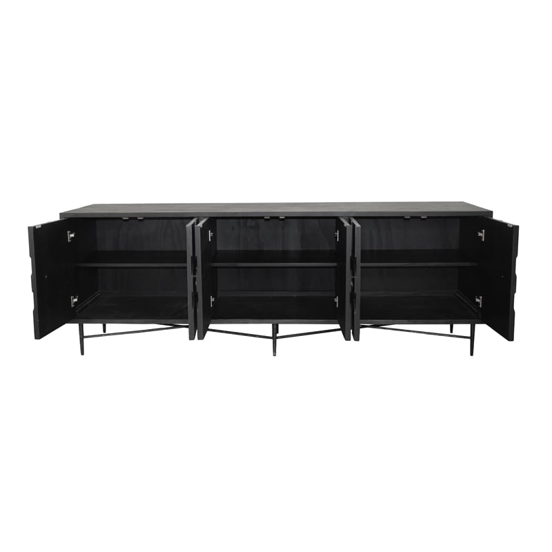 Samara 6-Door Recycled Pine Wood Sideboard with an Iron Base
