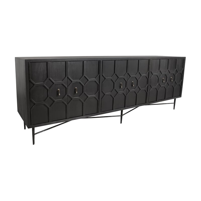 Samara 6-Door Recycled Pine Wood Sideboard with an Iron Base