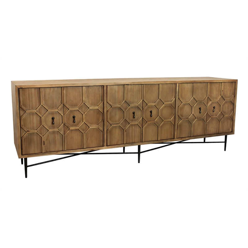 Samara 6-Door Recycled Pine Wood Sideboard in a Natural Finish