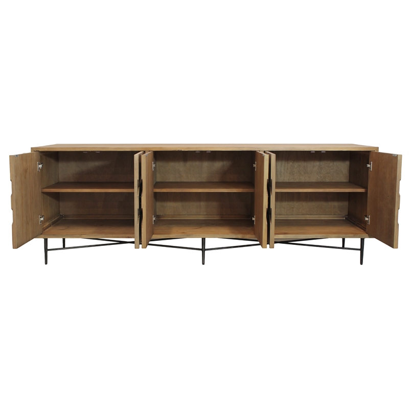 Samara 6-Door Recycled Pine Wood Sideboard in a Natural Finish