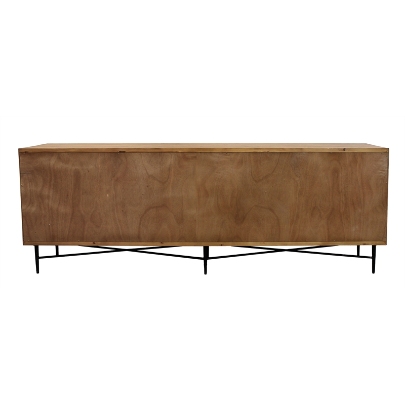Samara 6-Door Recycled Pine Wood Sideboard in a Natural Finish