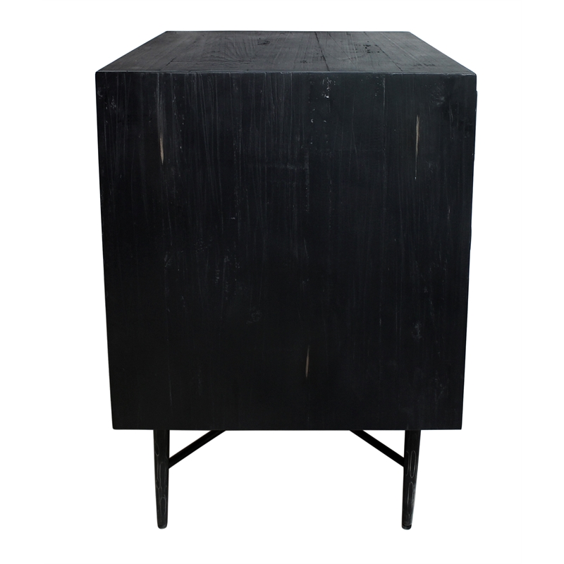 Samara 2-Drawer Recycled Pine Wood Nightstand on an Iron Base