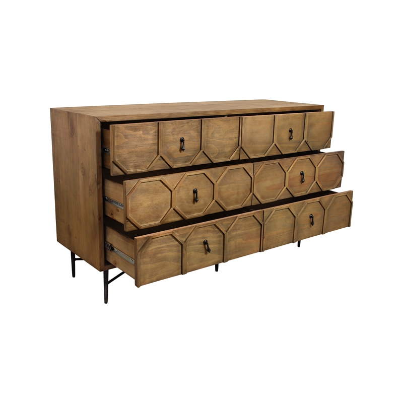 Samara 6 - Drawer Recycled Pine Wood Chest in Natural Finish