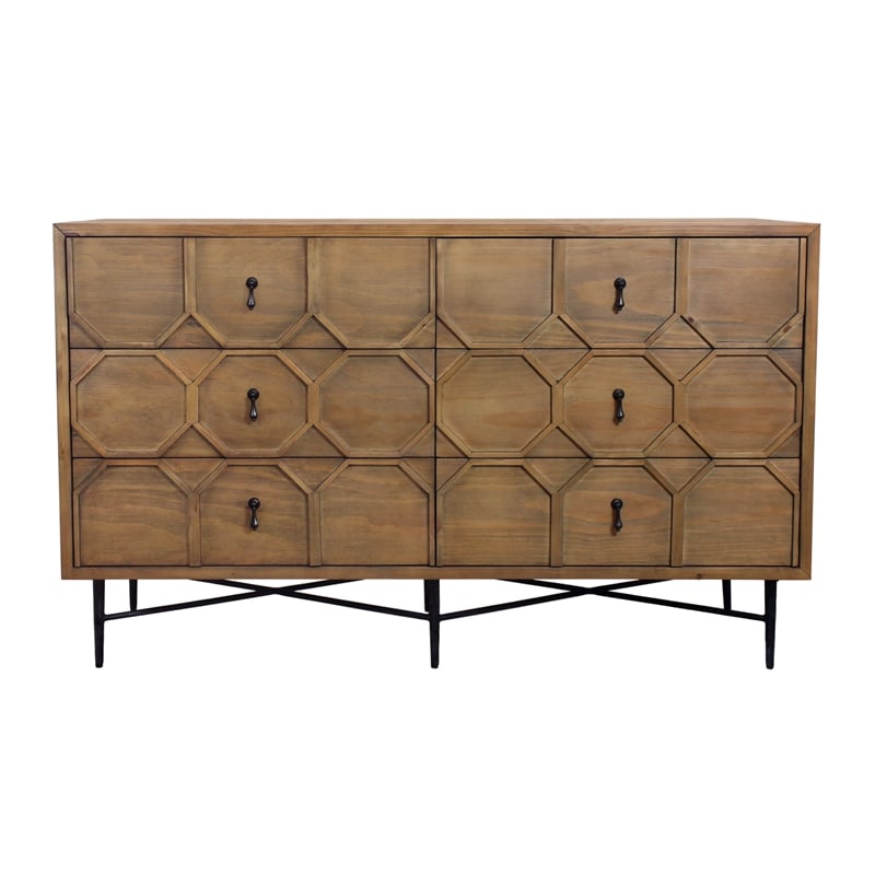 Samara 6 - Drawer Recycled Pine Wood Chest in Natural Finish