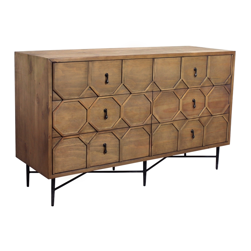 Samara 6 - Drawer Recycled Pine Wood Chest in Natural Finish
