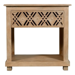 Manny 1-Drawer Solid Wood Nightstand in a Seadrift Beige Finish