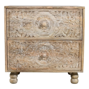cory 2-drawer solid wood nightstand with metal glides in natural finish