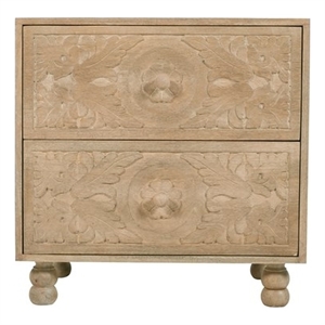 Cory 2-Drawers Solid Wood Nightstand With Metal Glides in Seadrift Beige Finish