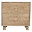 Cory 2-Drawers Solid Wood Nightstand With Metal Glides in Seadrift Beige Finish