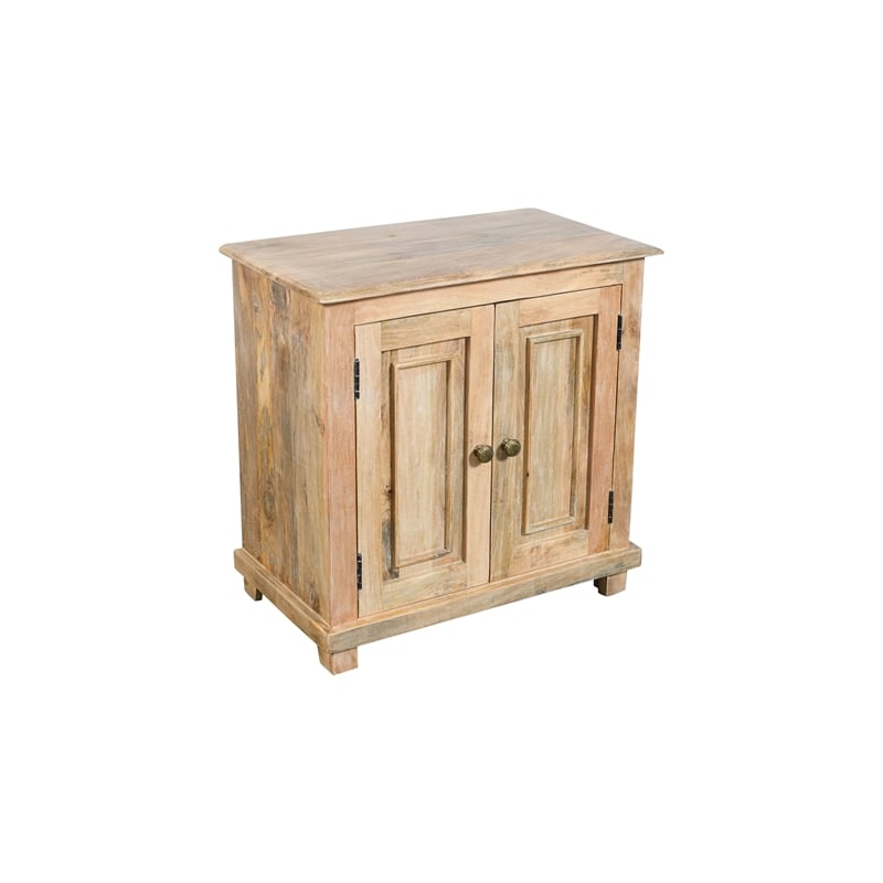 Jenna 2-Door Solid Wood Nightstand With Storage Shelf in Natural Finish