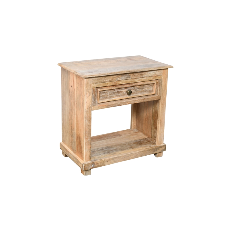 Jenna 1-Drawer Solid Wood Nightstand With Metal Glides in Natural Finish