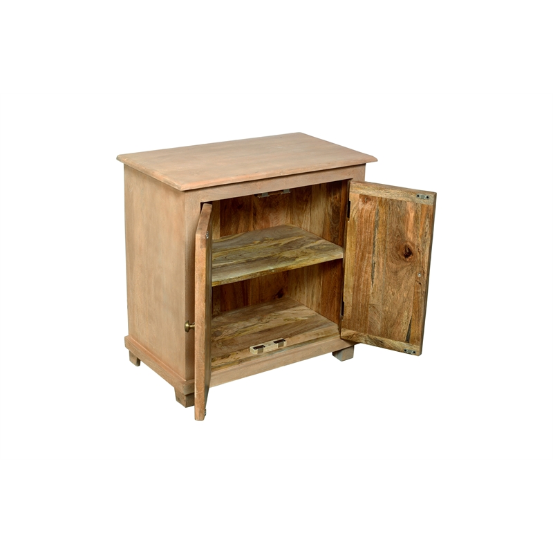 Jenna 2-Door Solid Wood Nightstand With Shelf in Seadrift Beige Finish