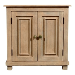 Jenna 2-Door Solid Wood Nightstand With Shelf in Seadrift Beige Finish