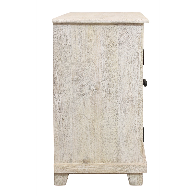 Jenna 2-Door Solid Wood Nightstand in a Distressed White Finish