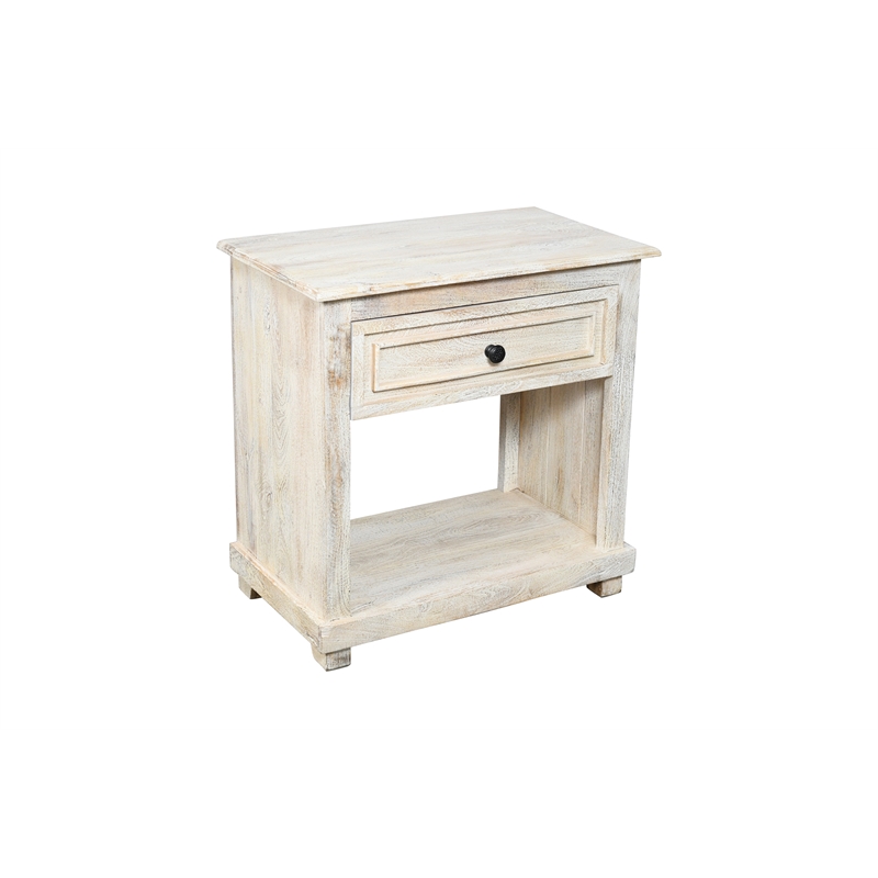 Jenna 1-Drawer Solid Wood Nightstand in a Distressed White Finish