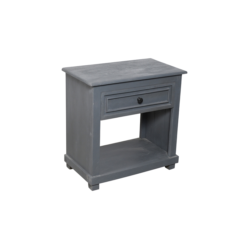 Jenna 1-Drawer Solid Wood Nightstand With Shelf in a Gray Finish