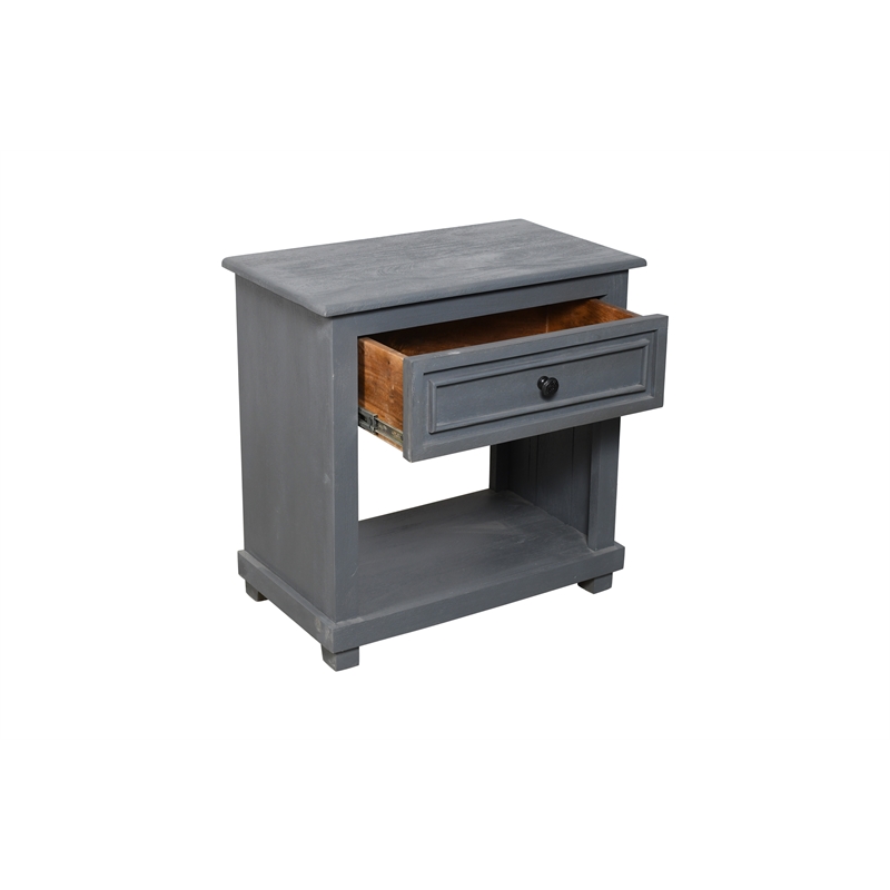 Jenna 1-Drawer Solid Wood Nightstand With Shelf in a Gray Finish