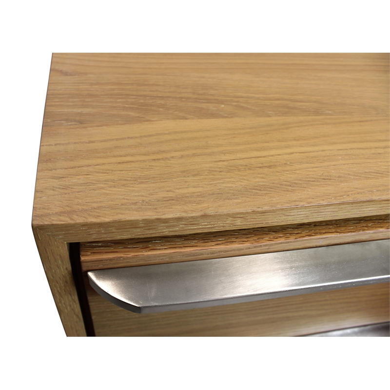 Sarasota 2-Drawer Oak Wood Nightstand with Metal Handles in Natural Finish